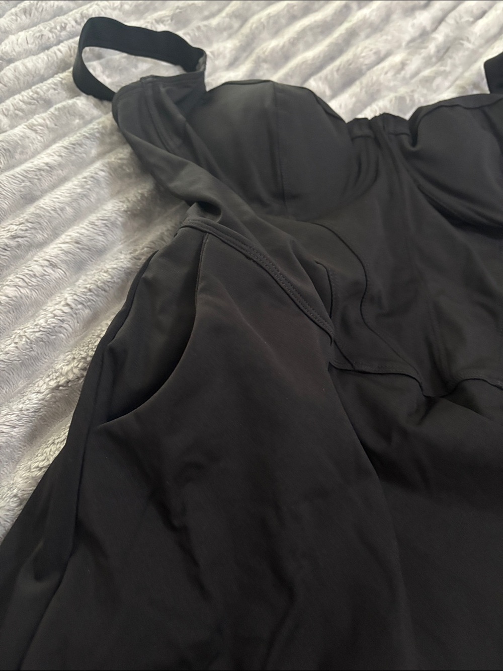 Black Bustier Swimdress — Structured Cups and A-Line Skirt - Picture 4 of 4